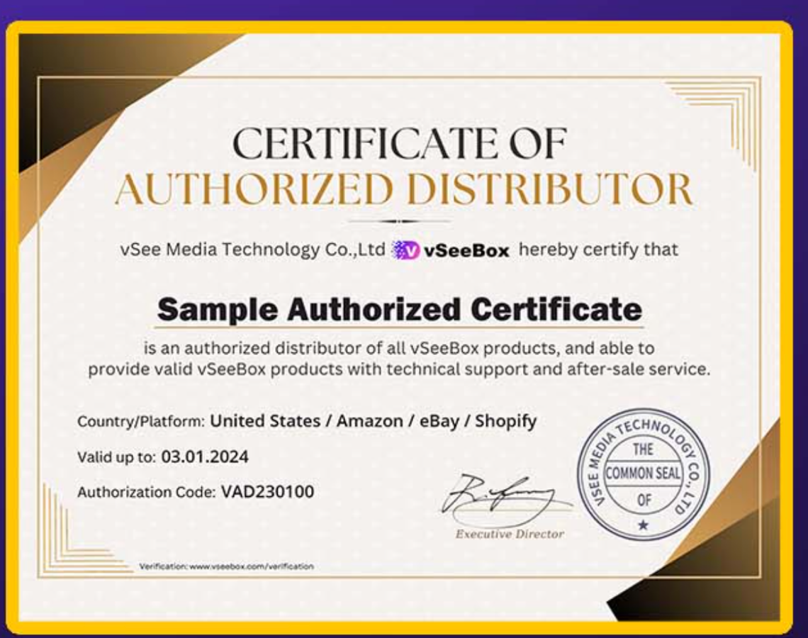 Authorized Distributor Certificate Sample